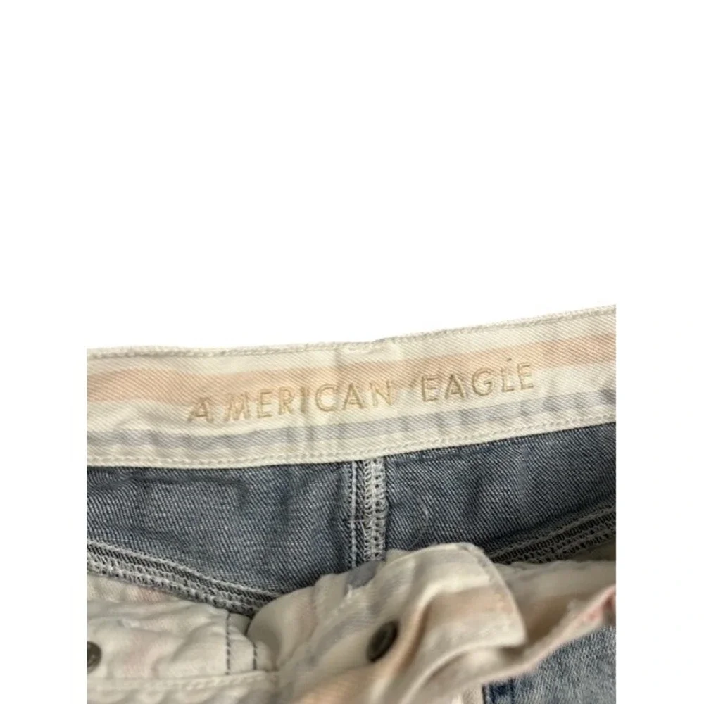 American Eagle Denim Shorts Womens 2 Multicolor Striped‎ Frayed Hem High Rise